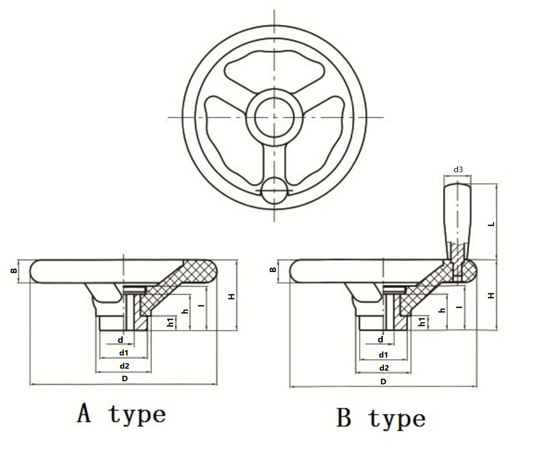 Technopolymer-Diamond Cutted Knob com alça